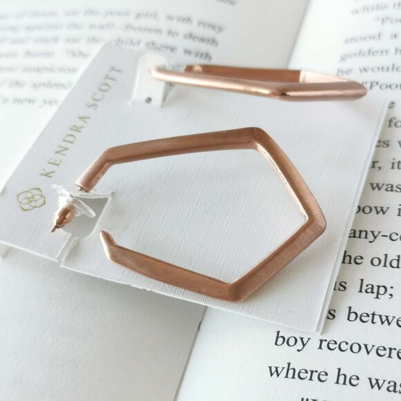 NEW Kendra Scott Lonnie Rose Gold Hoop Earrings Authentic - Picture 3 of 3